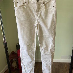 J Crew Toothpick Corduroy Jeans White 27
